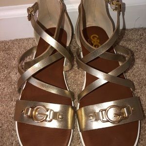 Gold guess sandals